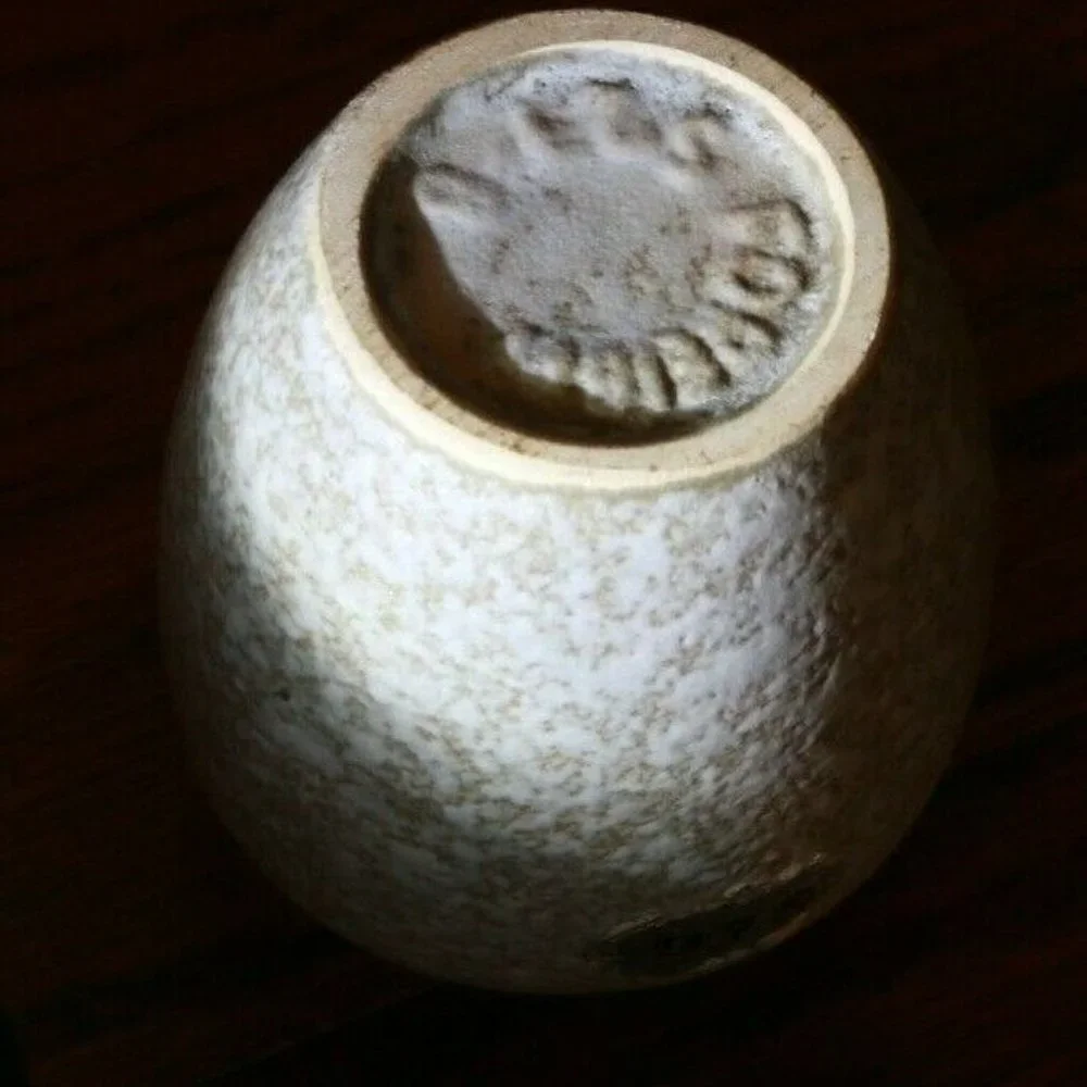 Scheurich antique S&G Foreign vase pottery gray textured tan, pale yellow inside